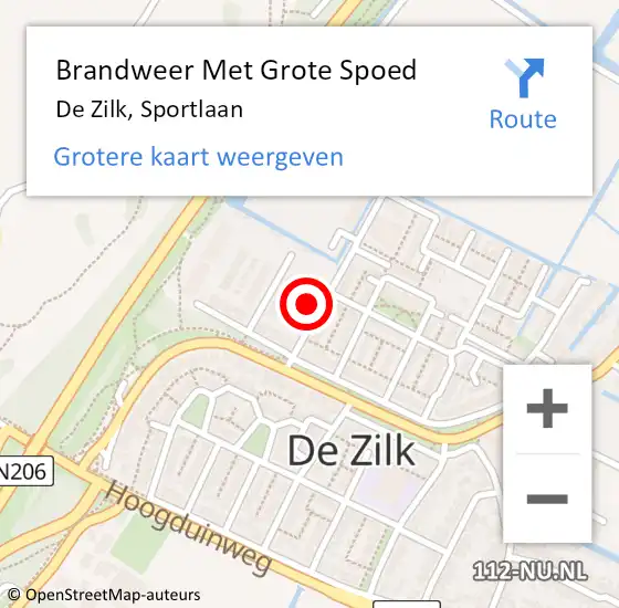 Locatie op kaart van de 112 melding: Brandweer Met Grote Spoed Naar De Zilk, Sportlaan op 22 augustus 2022 11:00