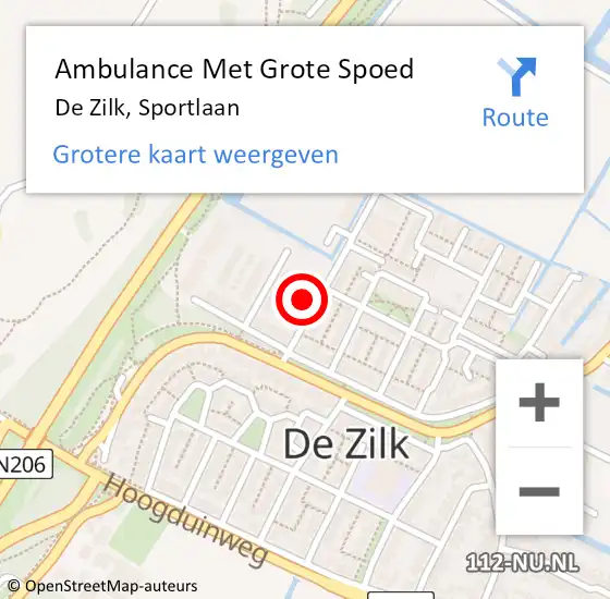 Locatie op kaart van de 112 melding: Ambulance Met Grote Spoed Naar De Zilk, Sportlaan op 22 augustus 2022 11:01