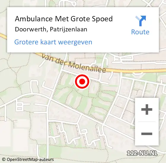 Locatie op kaart van de 112 melding: Ambulance Met Grote Spoed Naar Doorwerth, Patrijzenlaan op 22 augustus 2022 11:07