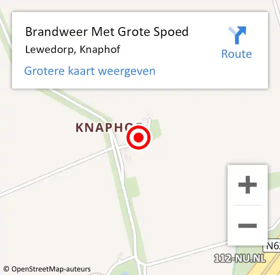 Locatie op kaart van de 112 melding: Brandweer Met Grote Spoed Naar Lewedorp, Knaphof op 22 augustus 2022 11:19