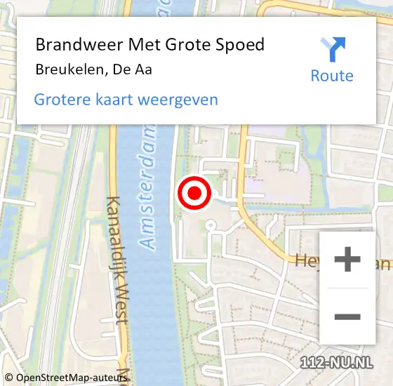 Locatie op kaart van de 112 melding: Brandweer Met Grote Spoed Naar Breukelen, De Aa op 27 juli 2014 08:53