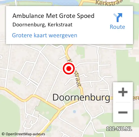 Locatie op kaart van de 112 melding: Ambulance Met Grote Spoed Naar Doornenburg, Kerkstraat op 22 augustus 2022 11:29