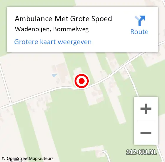Locatie op kaart van de 112 melding: Ambulance Met Grote Spoed Naar Wadenoijen, Bommelweg op 22 augustus 2022 11:53