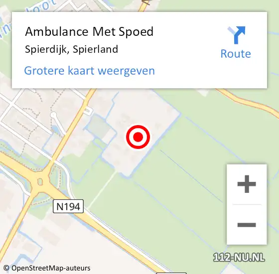 Locatie op kaart van de 112 melding: Ambulance Met Spoed Naar Spierdijk, Spierland op 22 augustus 2022 11:54