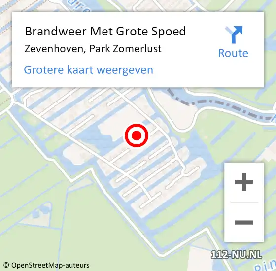 Locatie op kaart van de 112 melding: Brandweer Met Grote Spoed Naar Zevenhoven, Park Zomerlust op 22 augustus 2022 12:06