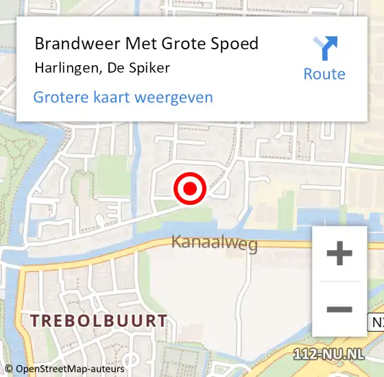 Locatie op kaart van de 112 melding: Brandweer Met Grote Spoed Naar Harlingen, De Spiker op 27 juli 2014 09:03