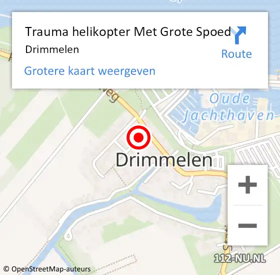 Locatie op kaart van de 112 melding: Trauma helikopter Met Grote Spoed Naar Drimmelen op 22 augustus 2022 12:20