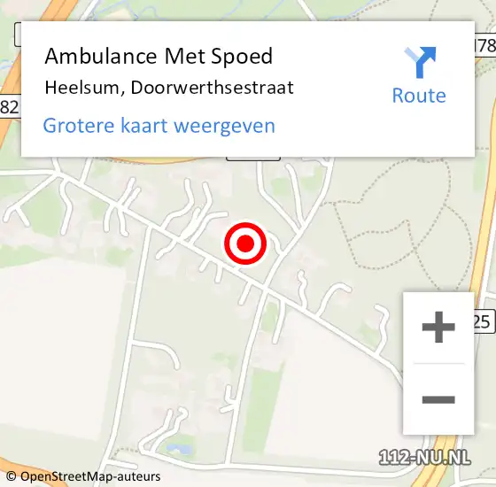 Locatie op kaart van de 112 melding: Ambulance Met Spoed Naar Heelsum, Doorwerthsestraat op 22 augustus 2022 12:21