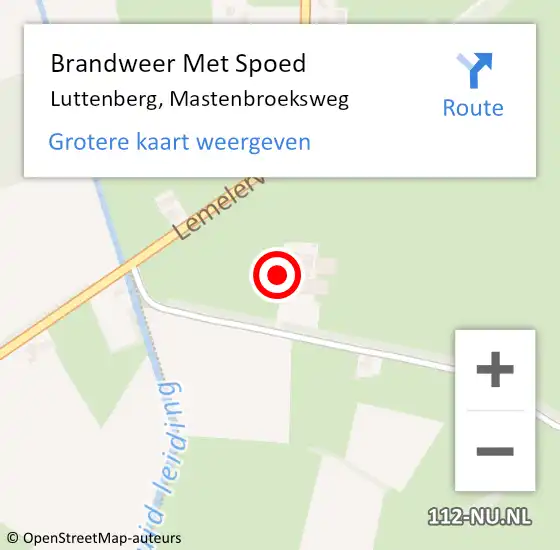 Locatie op kaart van de 112 melding: Brandweer Met Spoed Naar Luttenberg, Mastenbroeksweg op 22 augustus 2022 12:36