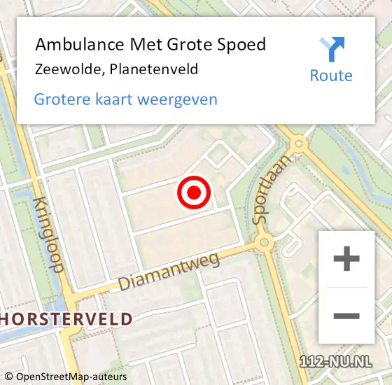 Locatie op kaart van de 112 melding: Ambulance Met Grote Spoed Naar Zeewolde, Planetenveld op 9 oktober 2013 16:50