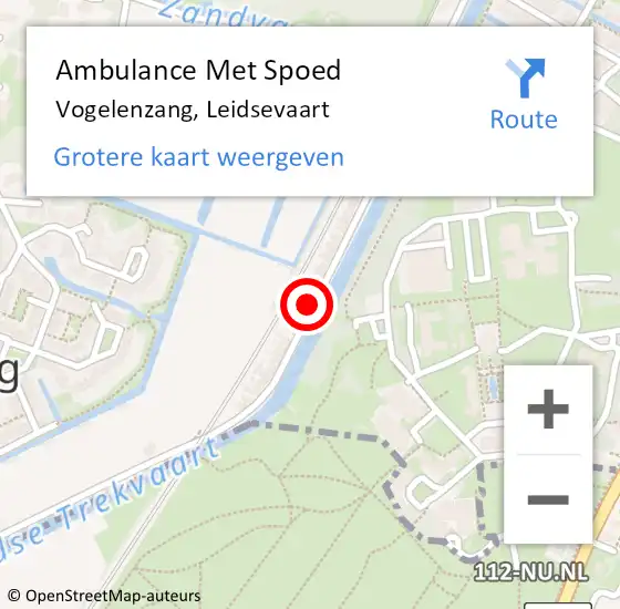 Locatie op kaart van de 112 melding: Ambulance Met Spoed Naar Vogelenzang, Leidsevaart op 22 augustus 2022 13:05