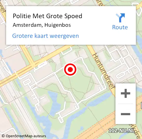 Locatie op kaart van de 112 melding: Politie Met Grote Spoed Naar Amsterdam-Zuidoost, Huigenbos op 22 augustus 2022 13:07