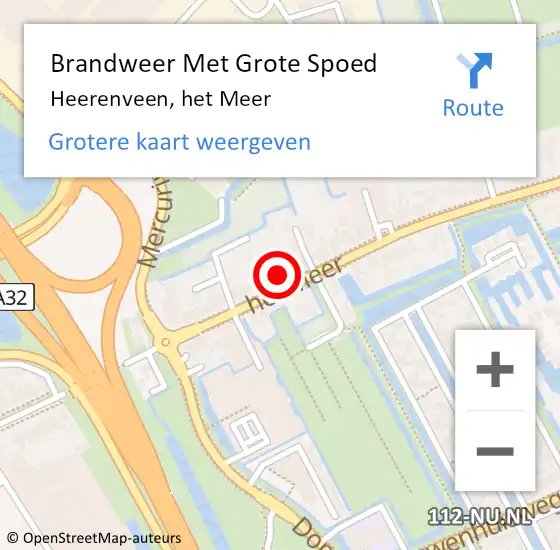 Locatie op kaart van de 112 melding: Brandweer Met Grote Spoed Naar Heerenveen, het Meer op 22 augustus 2022 13:26