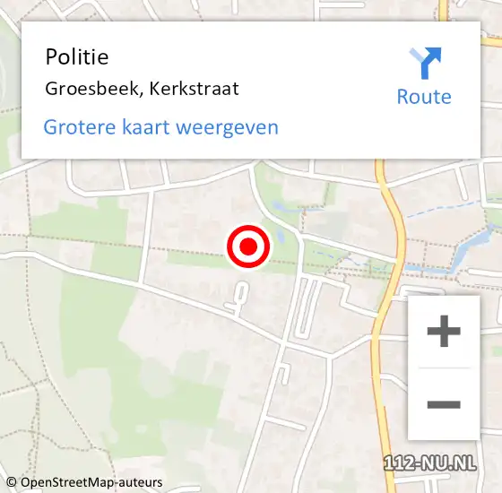 Locatie op kaart van de 112 melding: Politie Groesbeek, Kerkstraat op 22 augustus 2022 13:38