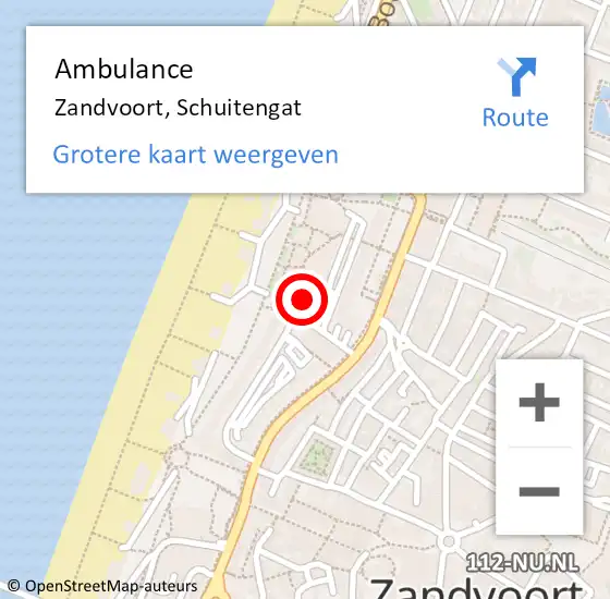 Locatie op kaart van de 112 melding: Ambulance Zandvoort, Schuitengat op 22 augustus 2022 13:42