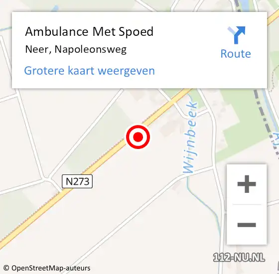 Locatie op kaart van de 112 melding: Ambulance Met Spoed Naar Neer, Napoleonsweg op 22 augustus 2022 14:10