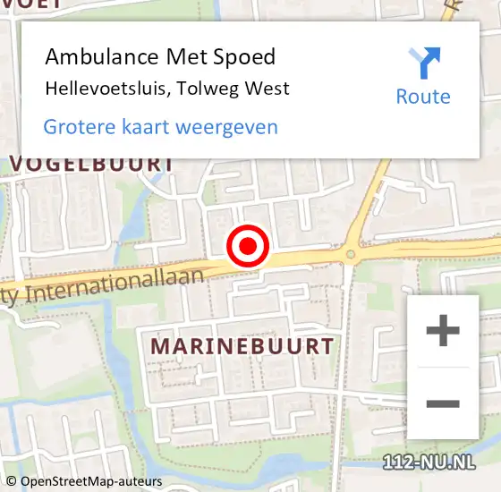 Locatie op kaart van de 112 melding: Ambulance Met Spoed Naar Hellevoetsluis, Tolweg West op 22 augustus 2022 14:38