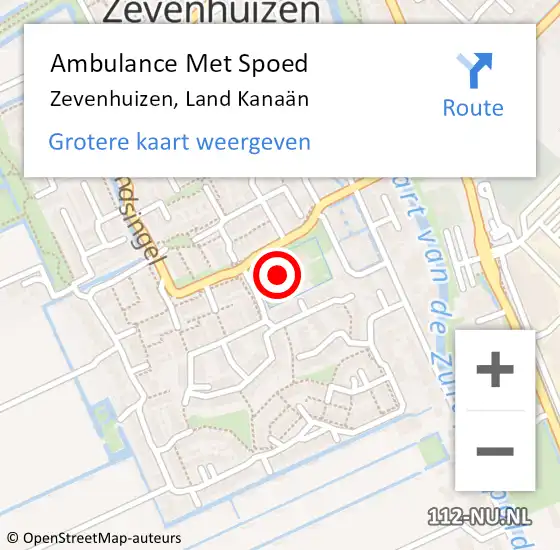 Locatie op kaart van de 112 melding: Ambulance Met Spoed Naar Zevenhuizen, Land Kanaän op 22 augustus 2022 14:39