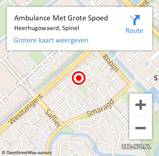 Locatie op kaart van de 112 melding: Ambulance Met Grote Spoed Naar Heerhugowaard, Spinel op 22 augustus 2022 14:41