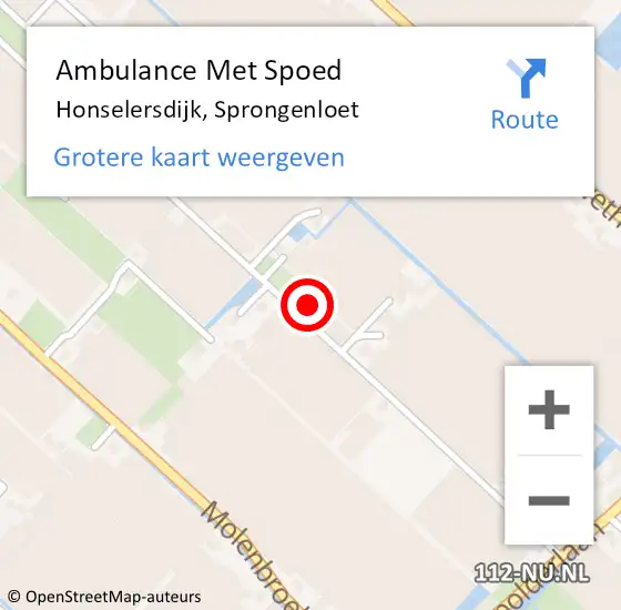 Locatie op kaart van de 112 melding: Ambulance Met Spoed Naar Honselersdijk, Sprongenloet op 22 augustus 2022 14:44