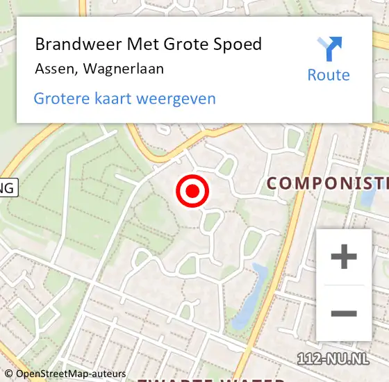 Locatie op kaart van de 112 melding: Brandweer Met Grote Spoed Naar Assen, Wagnerlaan op 22 augustus 2022 14:44