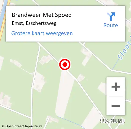 Locatie op kaart van de 112 melding: Brandweer Met Spoed Naar Emst, Esschertsweg op 22 augustus 2022 14:50