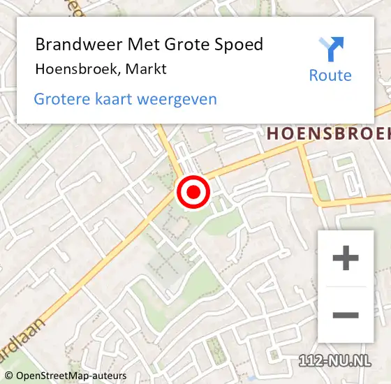 Locatie op kaart van de 112 melding: Brandweer Met Grote Spoed Naar Hoensbroek, Markt op 22 augustus 2022 14:55