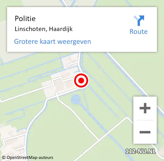 Locatie op kaart van de 112 melding: Politie Linschoten, Haardijk op 22 augustus 2022 14:59