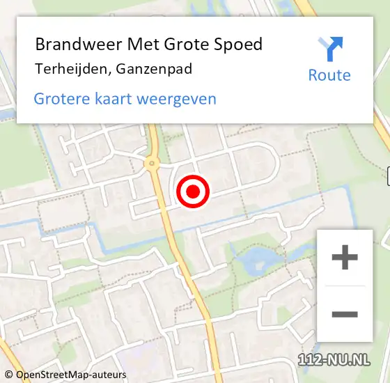 Locatie op kaart van de 112 melding: Brandweer Met Grote Spoed Naar Terheijden, Ganzenpad op 22 augustus 2022 14:59