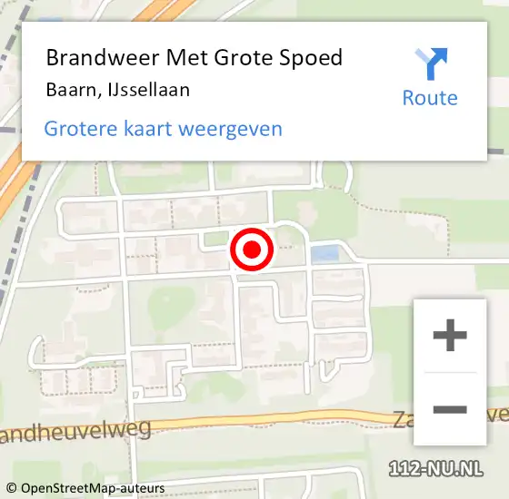 Locatie op kaart van de 112 melding: Brandweer Met Grote Spoed Naar Baarn, IJssellaan op 22 augustus 2022 15:08