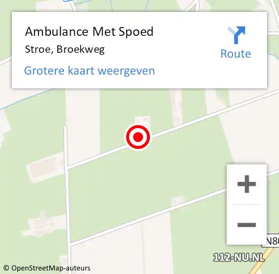 Locatie op kaart van de 112 melding: Ambulance Met Spoed Naar Stroe, Broekweg op 22 augustus 2022 15:48