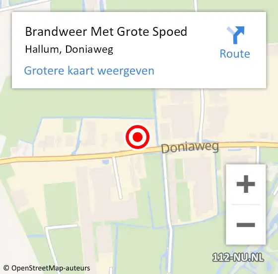 Locatie op kaart van de 112 melding: Brandweer Met Grote Spoed Naar Hallum, Doniaweg op 22 augustus 2022 16:38