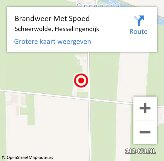 Locatie op kaart van de 112 melding: Brandweer Met Spoed Naar Scheerwolde, Hesselingendijk op 22 augustus 2022 17:17