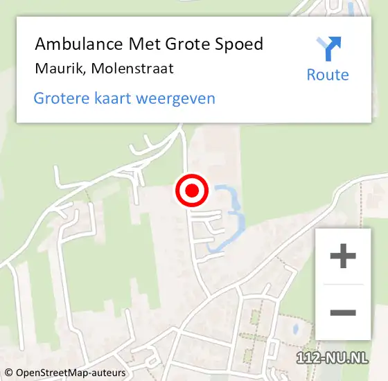 Locatie op kaart van de 112 melding: Ambulance Met Grote Spoed Naar Maurik, Molenstraat op 27 juli 2014 09:50