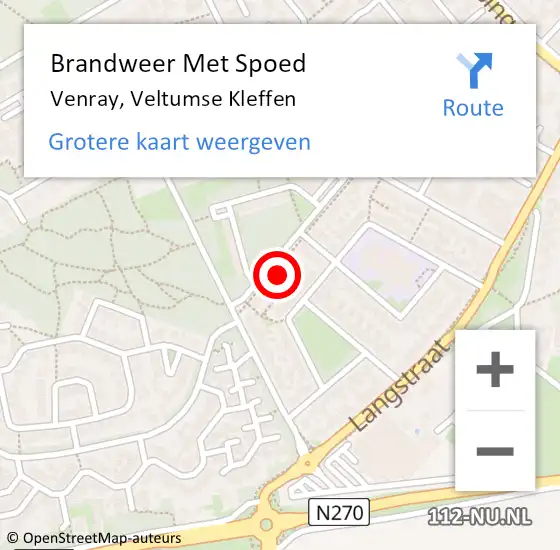 Locatie op kaart van de 112 melding: Brandweer Met Spoed Naar Venray, Veltumse Kleffen op 22 augustus 2022 17:26