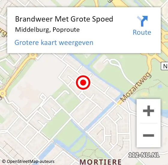 Locatie op kaart van de 112 melding: Brandweer Met Grote Spoed Naar Middelburg, Poproute op 22 augustus 2022 17:28