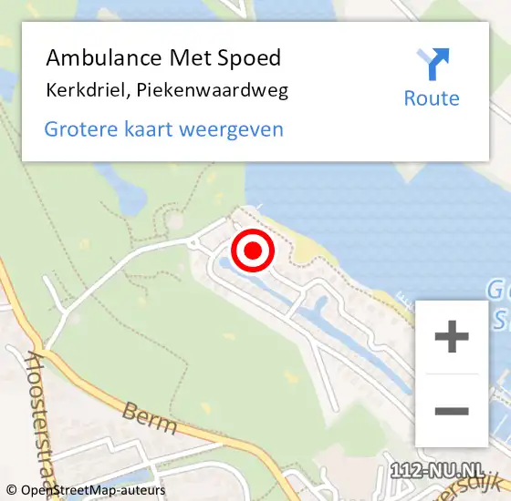 Locatie op kaart van de 112 melding: Ambulance Met Spoed Naar Kerkdriel, Piekenwaardweg op 22 augustus 2022 17:33