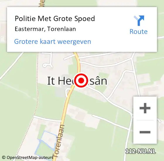 Locatie op kaart van de 112 melding: Politie Met Grote Spoed Naar Eastermar, Torenlaan op 22 augustus 2022 17:41