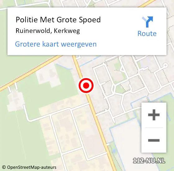 Locatie op kaart van de 112 melding: Politie Met Grote Spoed Naar Ruinerwold, Kerkweg op 22 augustus 2022 17:47