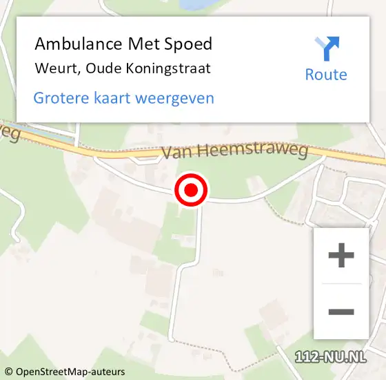 Locatie op kaart van de 112 melding: Ambulance Met Spoed Naar Weurt, Oude Koningstraat op 22 augustus 2022 17:50