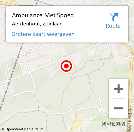 Locatie op kaart van de 112 melding: Ambulance Met Spoed Naar Aerdenhout, Zuidlaan op 22 augustus 2022 17:57