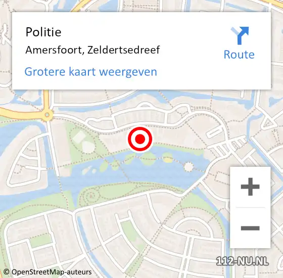 Locatie op kaart van de 112 melding: Politie Amersfoort, Zeldertsedreef op 22 augustus 2022 18:07