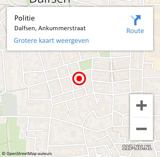 Locatie op kaart van de 112 melding: Politie Dalfsen, Ankummerstraat op 22 augustus 2022 18:29