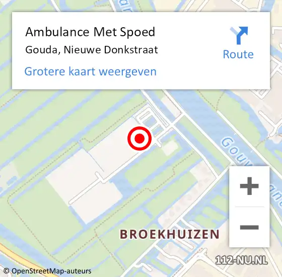 Locatie op kaart van de 112 melding: Ambulance Met Spoed Naar Gouda, Nieuwe Donkstraat op 22 augustus 2022 18:43