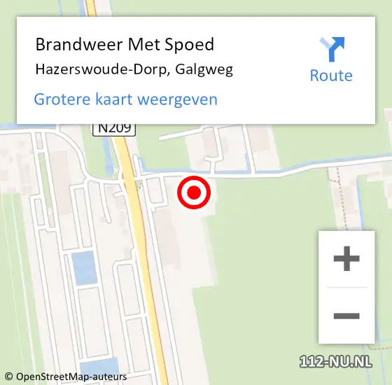 Locatie op kaart van de 112 melding: Brandweer Met Spoed Naar Hazerswoude-Dorp, Galgweg op 22 augustus 2022 18:47