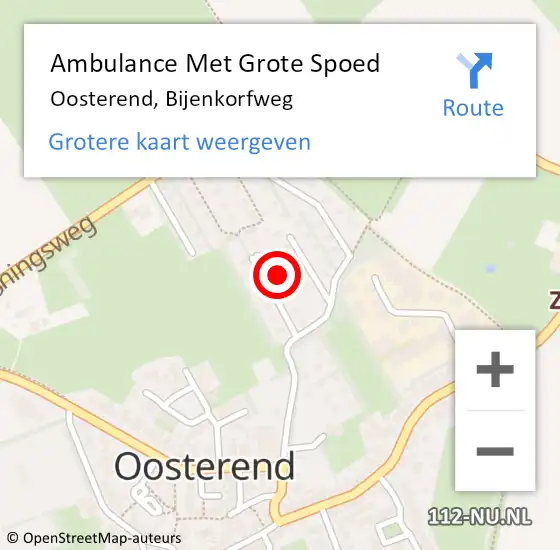 Locatie op kaart van de 112 melding: Ambulance Met Grote Spoed Naar Oosterend, Bijenkorfweg op 22 augustus 2022 18:59