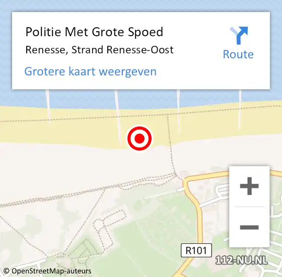 Locatie op kaart van de 112 melding: Politie Met Grote Spoed Naar Renesse, Strand Renesse-Oost op 22 augustus 2022 19:00