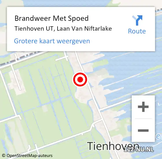 Locatie op kaart van de 112 melding: Brandweer Met Spoed Naar Tienhoven UT, Laan Van Niftarlake op 27 juli 2014 10:03