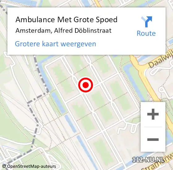 Locatie op kaart van de 112 melding: Ambulance Met Grote Spoed Naar Amsterdam-Zuidoost, Alfred Döblinstraat op 22 augustus 2022 20:04