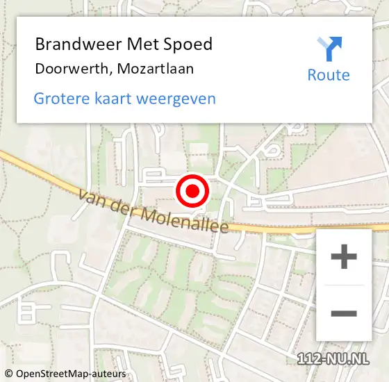 Locatie op kaart van de 112 melding: Brandweer Met Spoed Naar Doorwerth, Mozartlaan op 22 augustus 2022 20:21